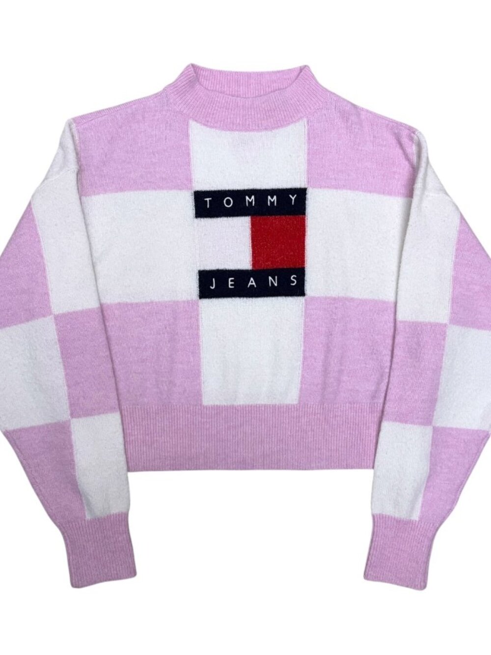 TOMMY JEANS Faux MOHAIR Sweater Soft CROPPED Crop Top Womens XS
